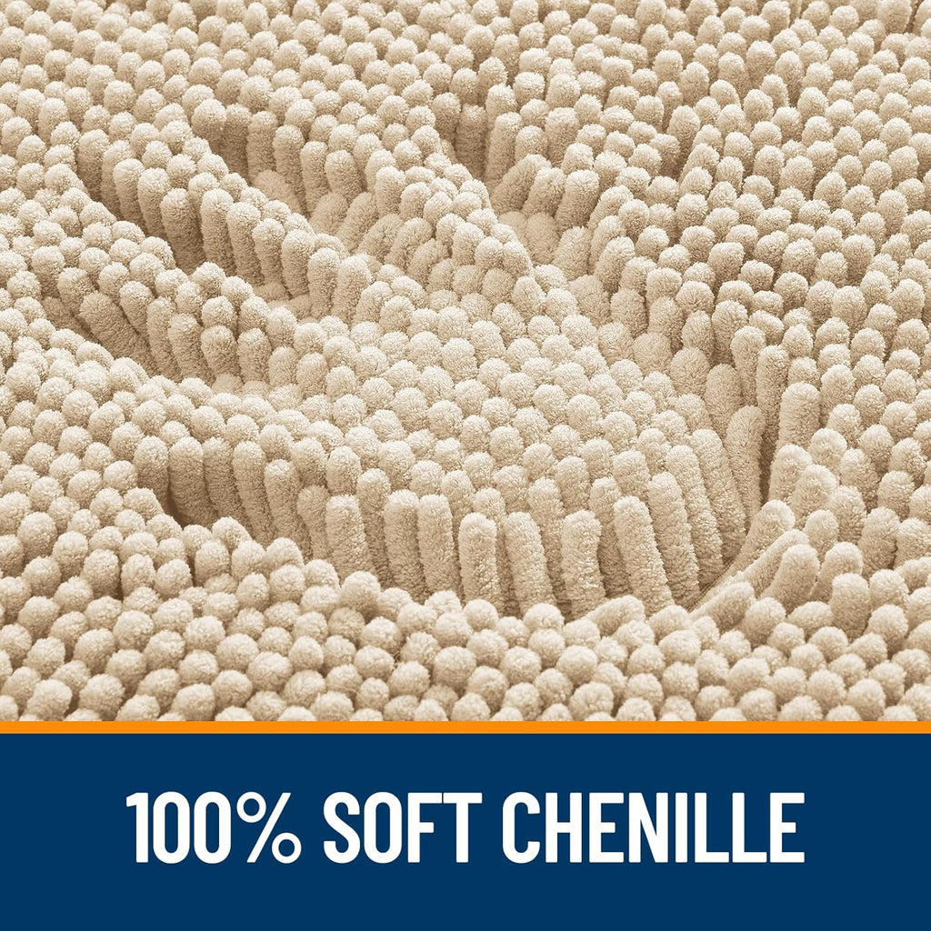 OLANLY Large Bathroom Rugs - Extra Soft Chenille Bath Mats | Quick-Dry, Machine Washable, 59x35, Beige