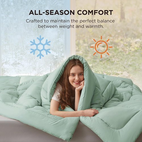 Bedsure Comforter Duvet Insert - All-Season King Size Quilted Bedding, GentleSoft Down Alternative, Sage Green 90 x 102 Inches