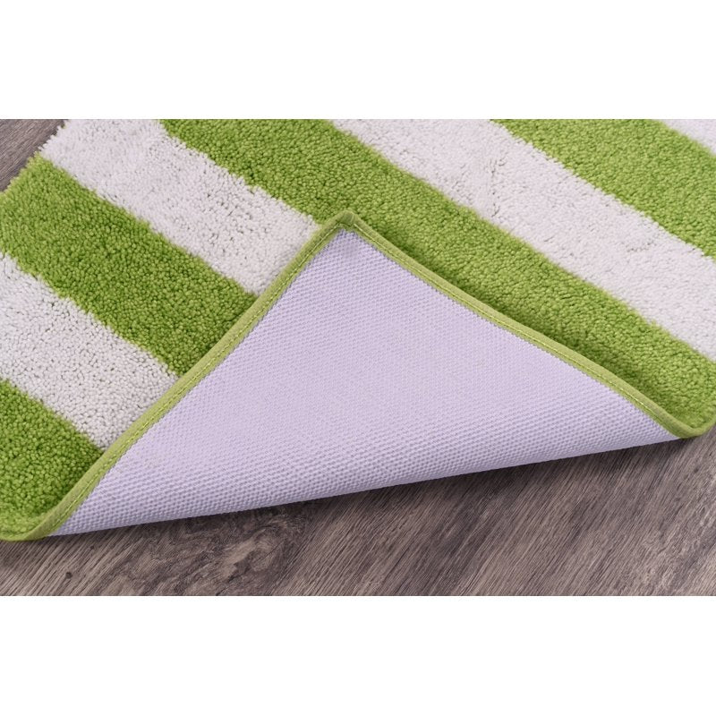 Beach Stripe Washable Bath Rug Set - Lime Green/White, 2 Pieces