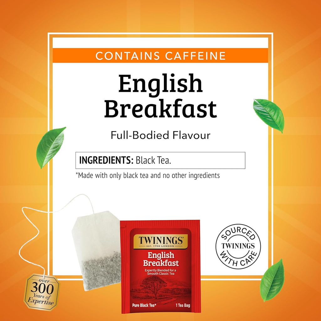 Twinings English Breakfast Black Tea - Flavorful & Robust Caffeinated Tea Bags | 150 Individually Wrapped Bags