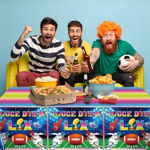 tineit 3 Pieces Football Tablecloth, 108 * 54 Inch Football Party Decorations Table Cover, Touch Down Football Tablecloth, Football Party Decorations 2026 Tablecloth for Football Party
