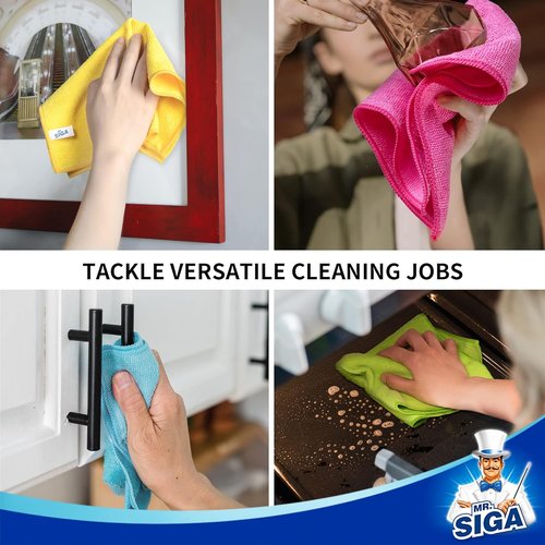 MR.SIGA Microfiber Cleaning Cloths - Pack of 12 | Ultra-Absorbent, 12.6" x 12.6" Size