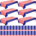 Regine Switzerland 30-Piece 4th of July Tablecloth Set - 54 x 108 Inch Red, White & Blue Disposable Covers for Patriotic Celebrations