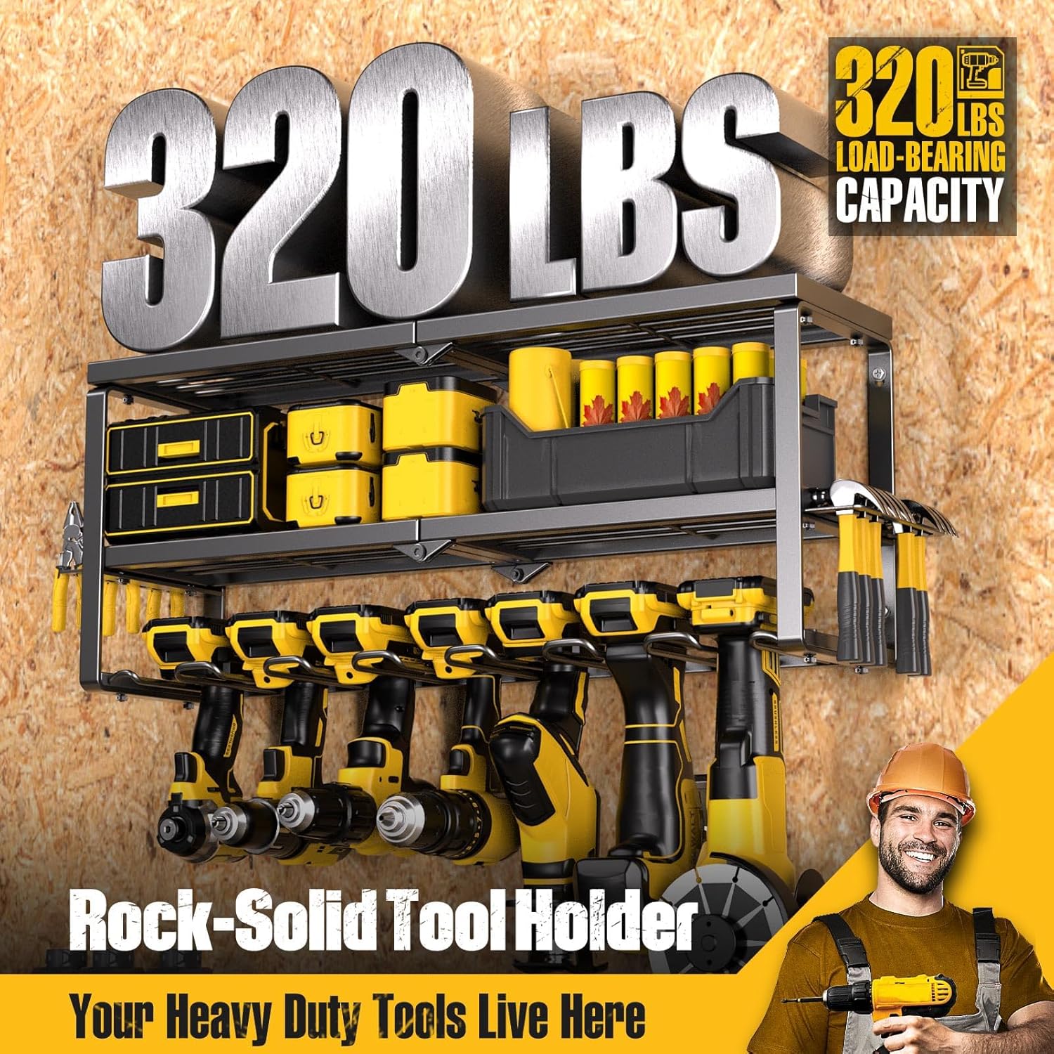 Spampur Tool Organizer - Heavy Duty Wall-Mounted Drill Holder & Screwdriver Storage | Garage Tool Shelf