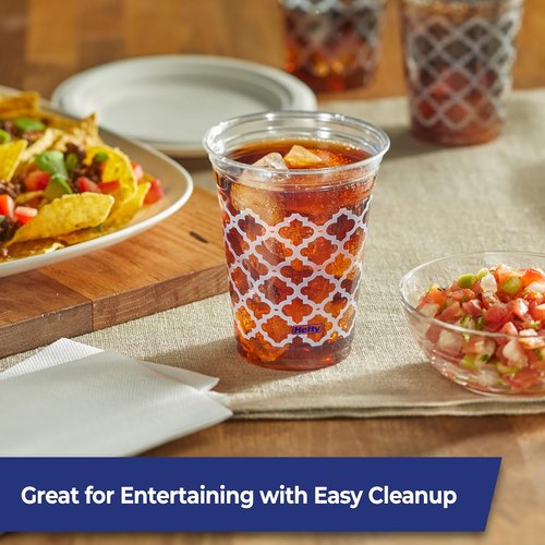 Hefty 18 Ounce Clear Plastic Party Cups - Printed Design | 20 Count for Celebrations
