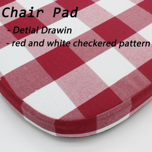 KGPLOME Plaid Chair Cushions with Ties for Dining Chairs - Memory Foam Non Slip Kitchen Chair Pad and Seat Cushion with Machine Washable Cover [16.5 x 16.2 Inches] - (Red White,4)