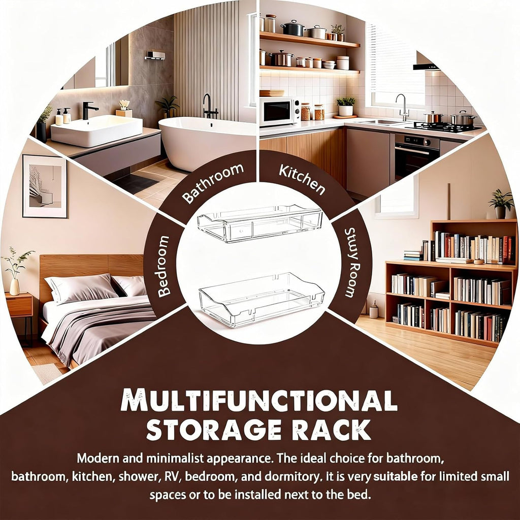 Upsimples Clear Acrylic Floating Shelves - Stylish Wall Storage for Living Room, Bedroom & Bathroom