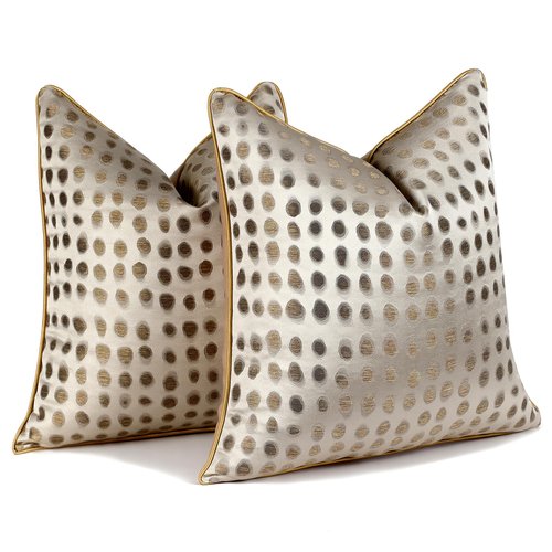 HOSTECCO Gold Abstract Throw Pillow Covers 18x18 inch Set of 2 Jacquard Dot Pillow Cases Modern Decorative Cushion Covers for Sofa Couch Bed