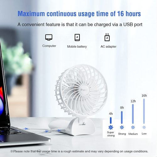 Psecici Handheld Fan, Mini Portable Personal Fan with lanyard, 4 Speeds Level 180° Foldable Design for Desk/Travel/Office/Outdoor
