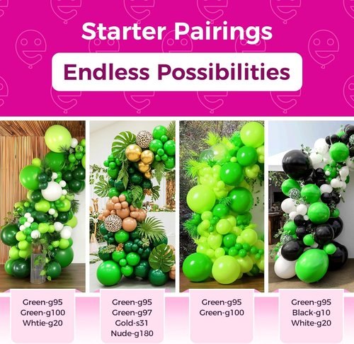 Bezente Green Balloons - 100 Pack 12-Inch Round Helium Latex Balloons for Jungle Theme Parties