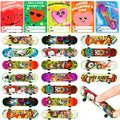 Manekulis Valentines Day 24Pcs Finger Skateboards with Cards for Kids,Valentines Gift for Classroom,Valentines Exchange Gifts Class with Party Favor for School,Birthday Goodie Bag Stuffers