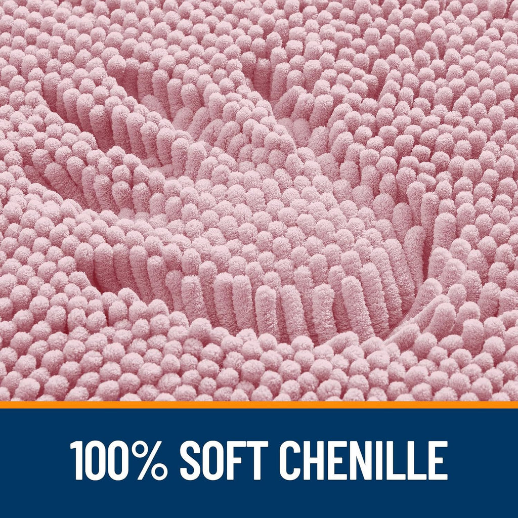 OLANLY Bathroom Runner Rugs - Soft Absorbent Chenille Bath Mat | Quick Dry, Machine Washable, 47x17, Dusty Rose