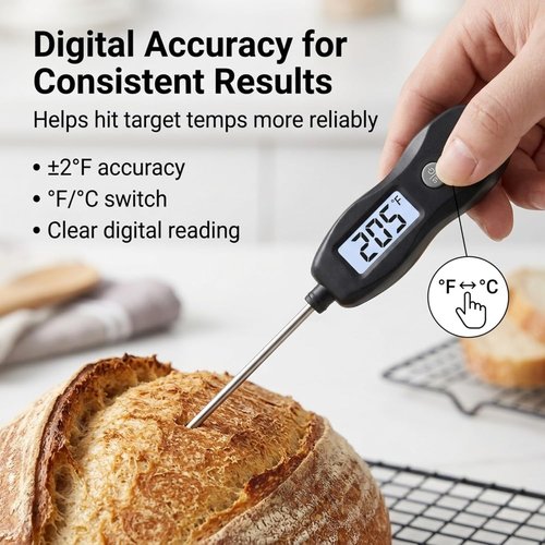 Meat Thermometer by [Brand Name] - Digital Instant Read with Backlight | Waterproof for BBQ, Grilling, and Baking (Black)