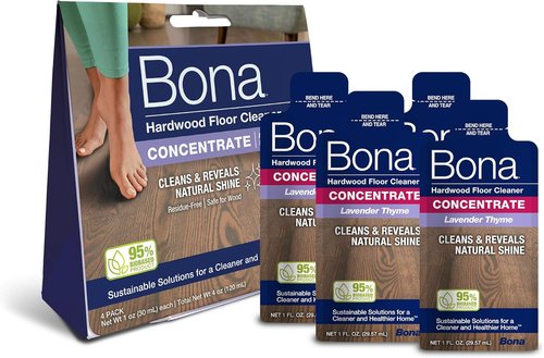 Bona Hardwood Floor Cleaner Concentrate - Lavender Thyme Scent | 1 Fl Oz Pack of 4 - Residue-Free Wood Floor Care