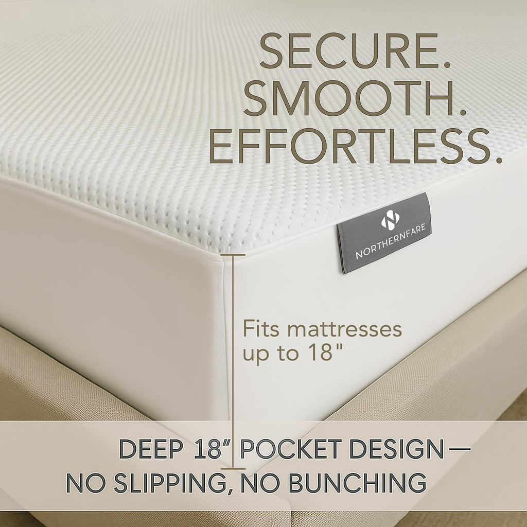 Skiennix Queen Size Mattress Protector - 100% Waterproof Tencel Cover | Cooling & Hypoallergenic Fitted Pad