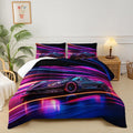 lneffble Car Comforter Set Queen Size,Race Car Kids Comforter Set,3Pcs Bedding Set Printed Comforter with 2 Pillowcases,Down Alternative,Soft and Lightweight,for All Seasons