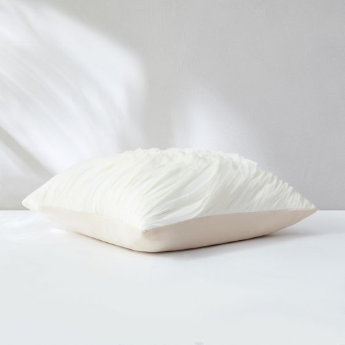 Lush Decor x Chuks Collins Veils Decorative Pillow Cover Single 20" W x 20" L Cream - 20x20 Pillow Cover - Ruffle Pillow - Textured Throw Pillows for Bed, Couch or Chair - Luxury Home Decor