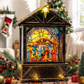 Regine Switzerland Christmas Snow Globe Lantern - Musical Nativity Scene Decor | 6-Hour Timer, USB/Battery Operated