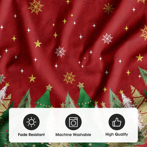 AVOIN colorlife Christmas Star Snowflake Red Christmas Tree Skirt 36 Inch, Fir Pine Spruce Winter Holiday Tree Mat Decoration