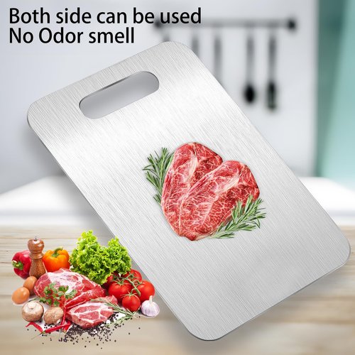 Titanium Cutting Boards for Kitchen, Food Grade 304 Stainless Steel Cutting Board Set for Meat, Fruit & Vegetable (13.4 * 9 Inch)