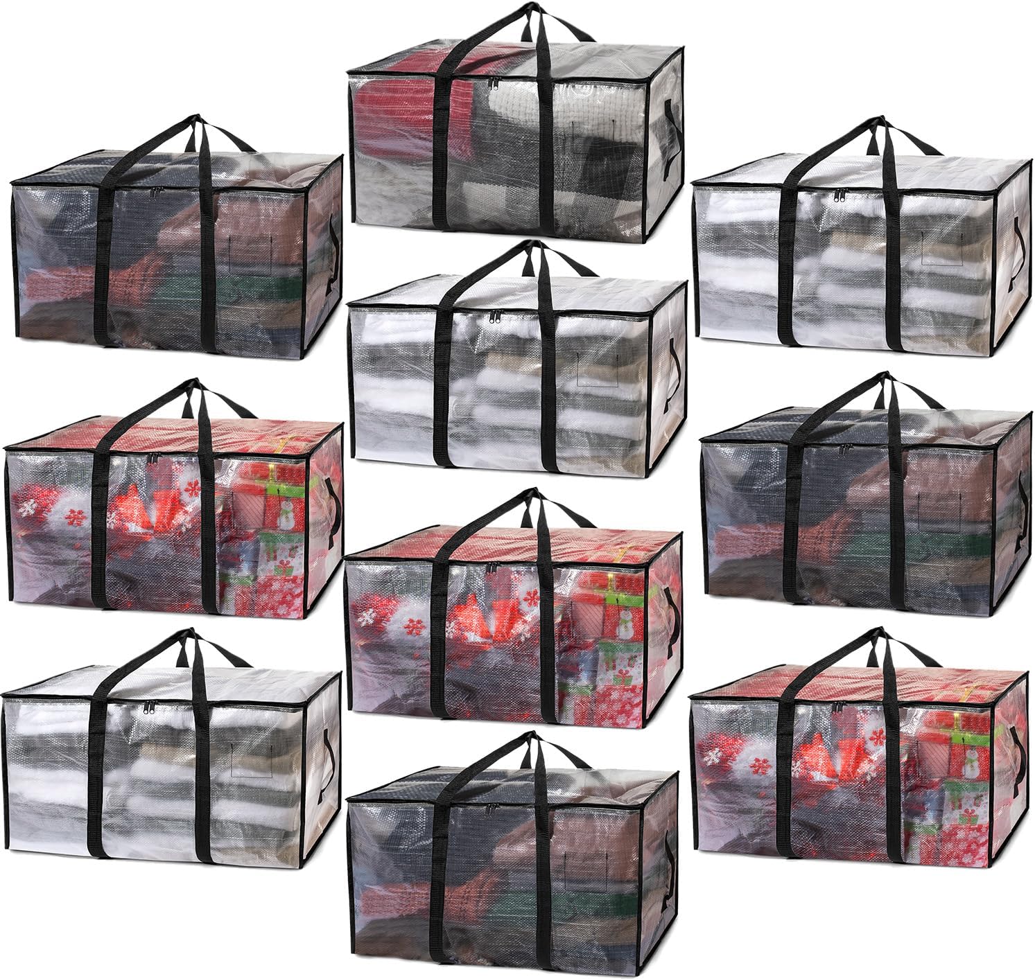ClearSpace Oversized Moving Bags - Heavy-Duty Storage Bags with Backpack Straps & Zippers | 8 Pack for Easy Moving & Organization