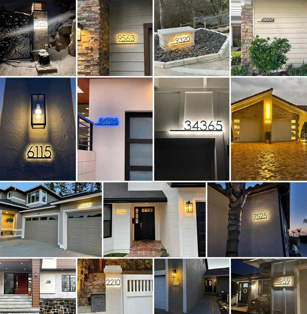 Personalized Acrylic Address Sign by [Brand Name] - Waterproof LED House Numbers | 4-6 Inch Backlit Custom Design