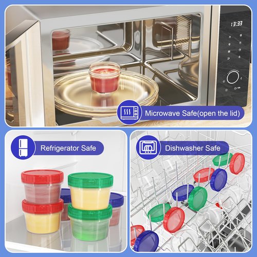 SGKSUN Salad Dressing Container Reusable 12 Pcs - 2 Oz Sauce Container to Go With Leak-Proof Twist Top Lids, Plastic Seasoning Containers, Meal Preparation Containers, Picnic essentials