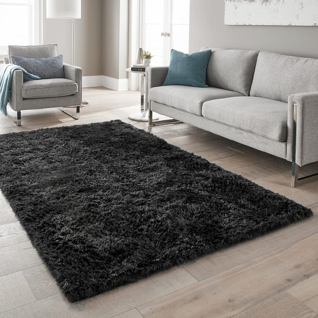 Ophanie Black Area Rug - Fluffy Shaggy Soft Carpet for Living Room | 5x8 Size, Perfect for Kids' Decor