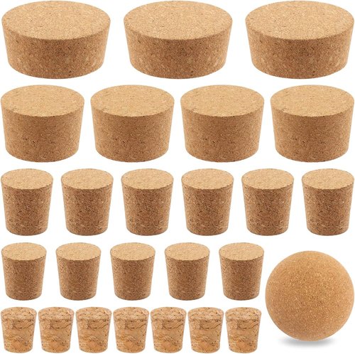 41 Pcs 6 Sizes Wooden Tapered Cork Plugs Assorted Set Natural Soft Wine Bottle Corks for Wine Beer Glass Bottle and DIY Craft Project