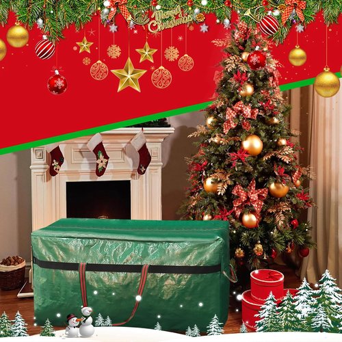 Christmas Tree Bag - Waterproof & Tearproof Storage for 4FT/5FT Trees | Easy Transport with 4 Handles - Green