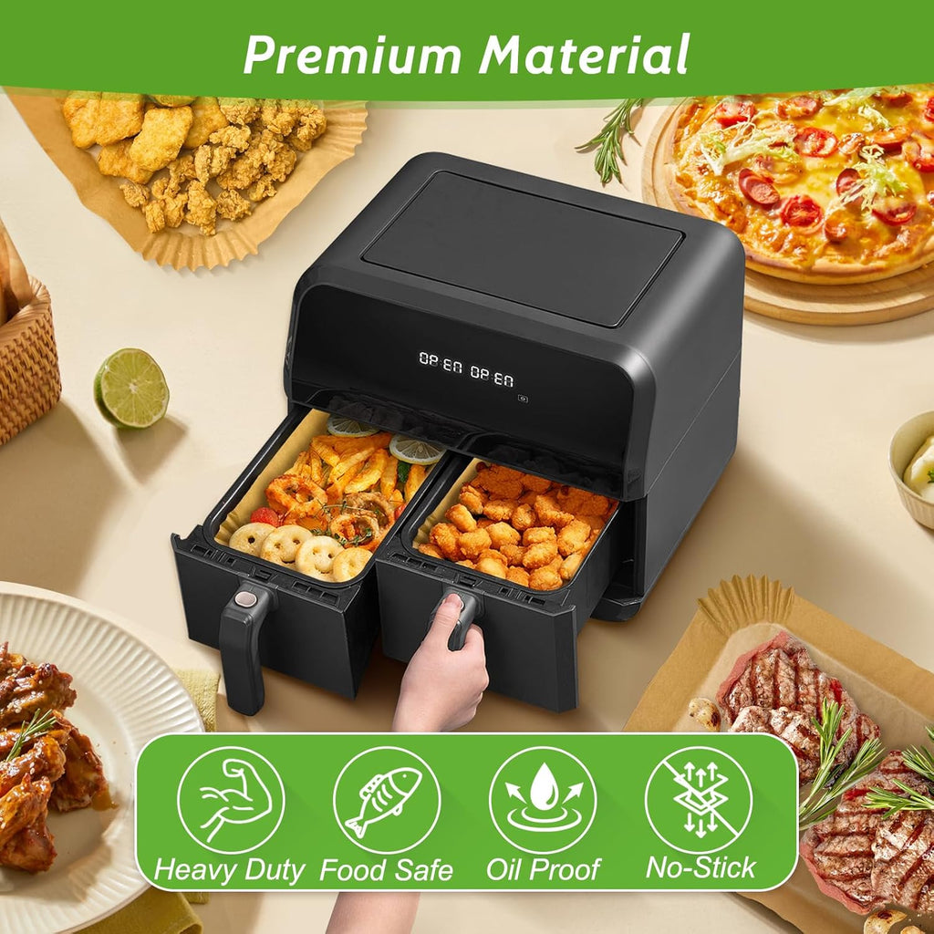 Unbleached Heavy Duty Air Fryer Paper Liners by [Brand Name] - 360 Pcs Non-Stick & Leak-Proof | 8.7" x 5.5"