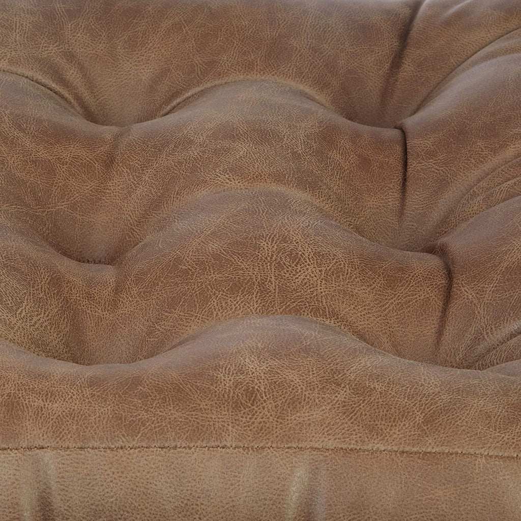 Klear Vu Gripper Non-Slip Floor Cushions for Adults, Extra Thick Square Meditation Pillow, Ideal for Yoga, Seating or Lounging, 21"x21", 1 Count, Brown Faux Leather