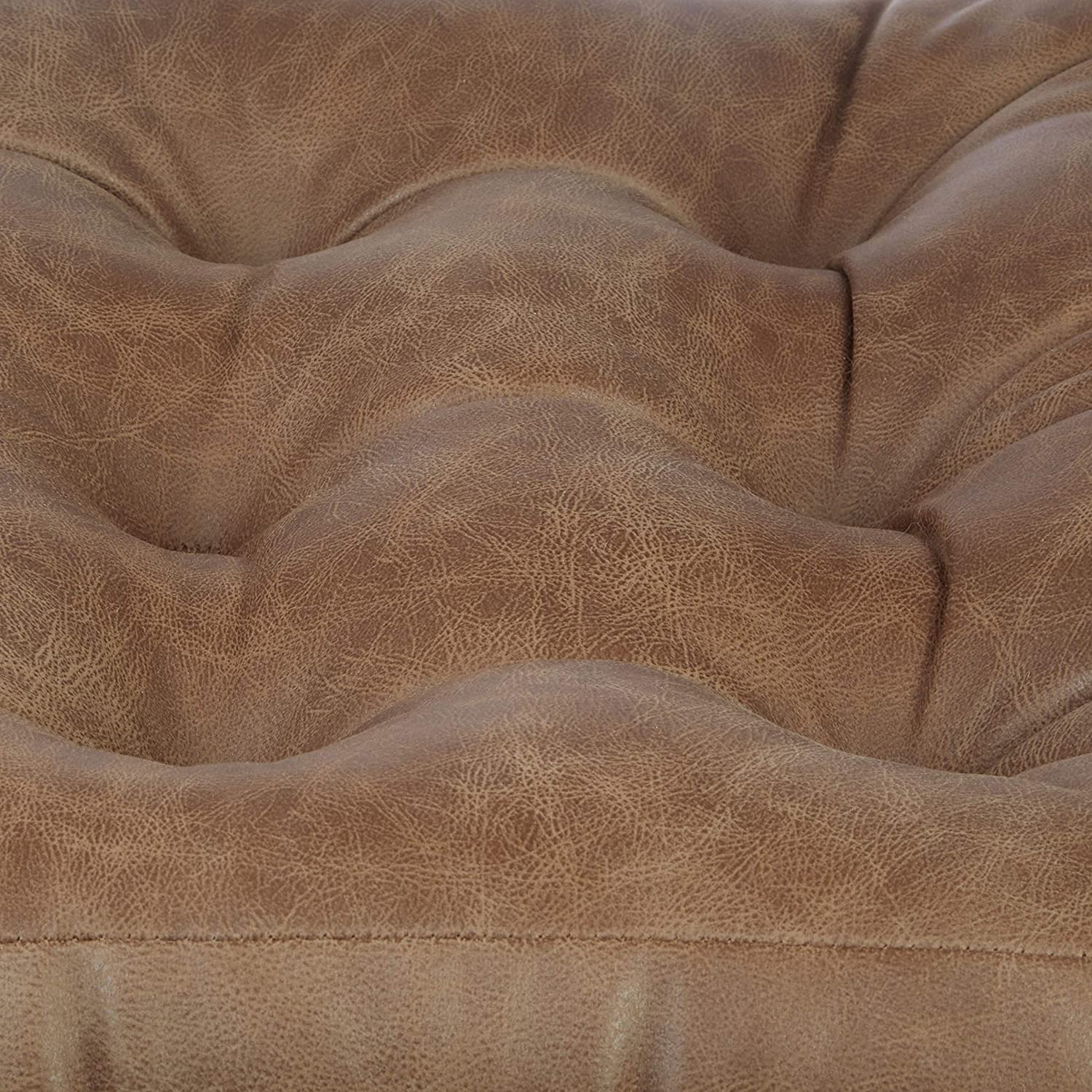Klear Vu Gripper Non-Slip Floor Cushions for Adults, Extra Thick Square Meditation Pillow, Ideal for Yoga, Seating or Lounging, 21"x21", 1 Count, Brown Faux Leather