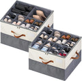 Regine Switzerland Shoe Organizer - 2 Pack Adjustable Storage Containers for 16-32 Pairs | Beige & Grey