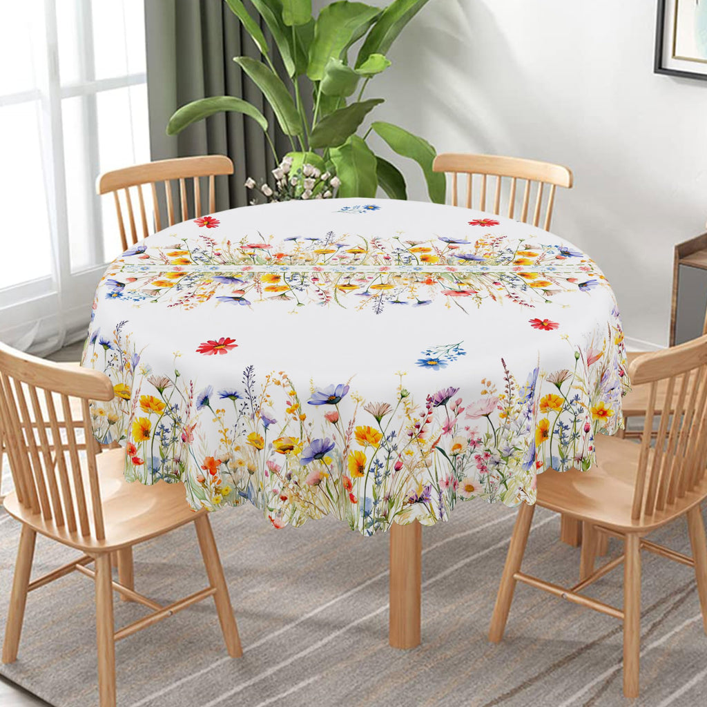 cusugbaso Round Spring Tablecloth 70 inches - Spring Decorations for Home