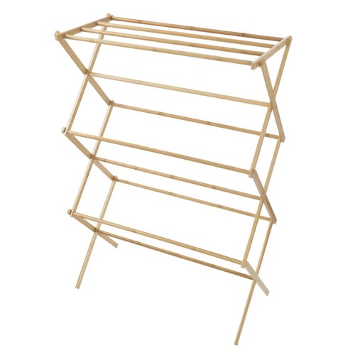 Bamboo Clothes Drying Rack - Collapsible and Compact for Indoor/Outdoor Use - Portable Wooden Rack for Hanging and Air-Drying Laundry by Lavish Home
