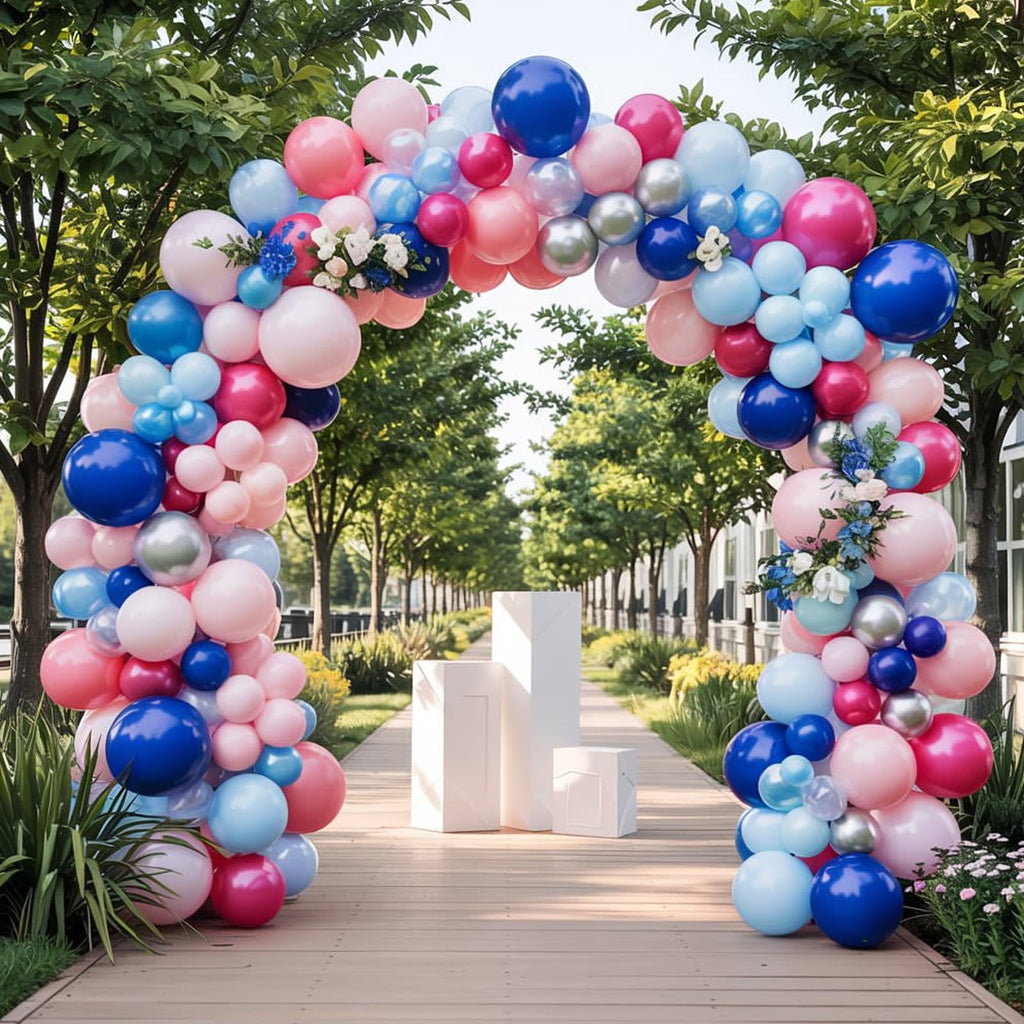 Paready Pink and Blue Balloon Set, 50Pcs Metallic Blue Pink Balloons, 12 Inch Pastel Confetti Royal Balloons for Kids Cartoon Baby Shower Gender Reveal Birthday Party Decorations