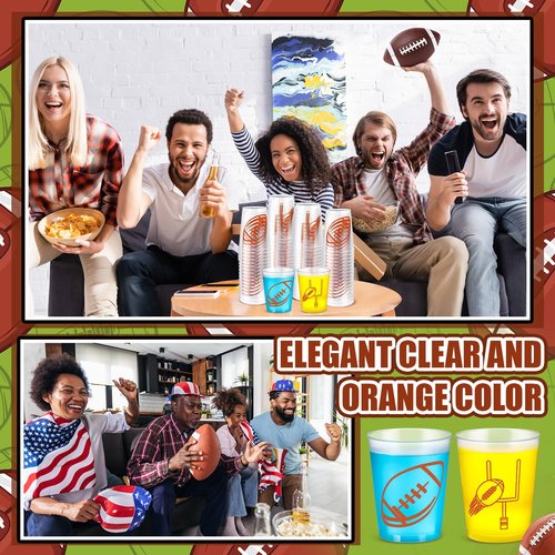 Qinyoung 40 Pcs 12 oz Reusable Football Plastic Cups Football Party Decorations Supplies Tailgate Events Drinking Cups for Sports Birthday Themed Party Supplies
