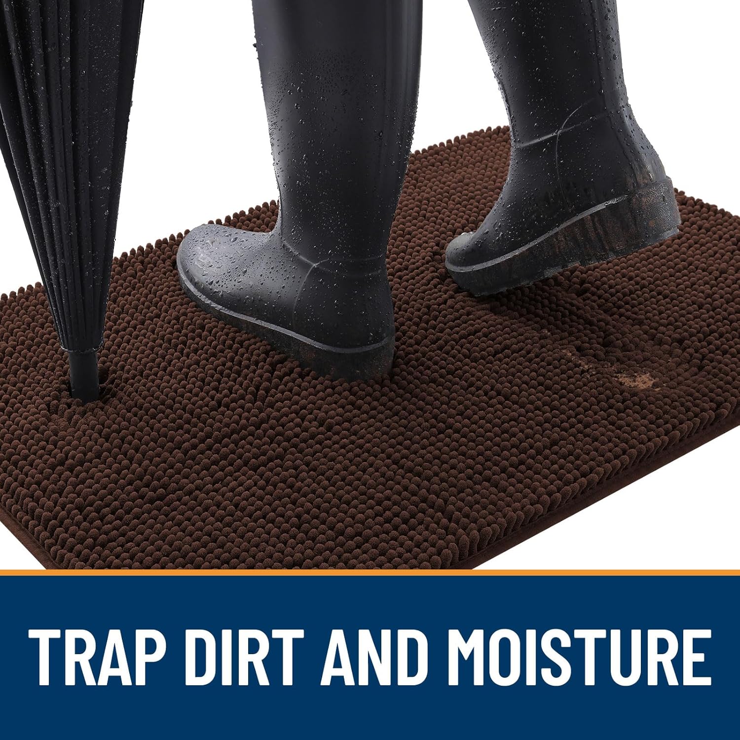 OLANLY Dog Door Mat - Absorbent Non-Slip Chenille Mat for Muddy Paws | 54x32, Quick Dry, Brown
