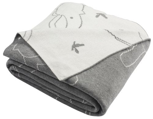 SAFAVIEH Ella Knit Throw Blanket, Light Grey/Ivory