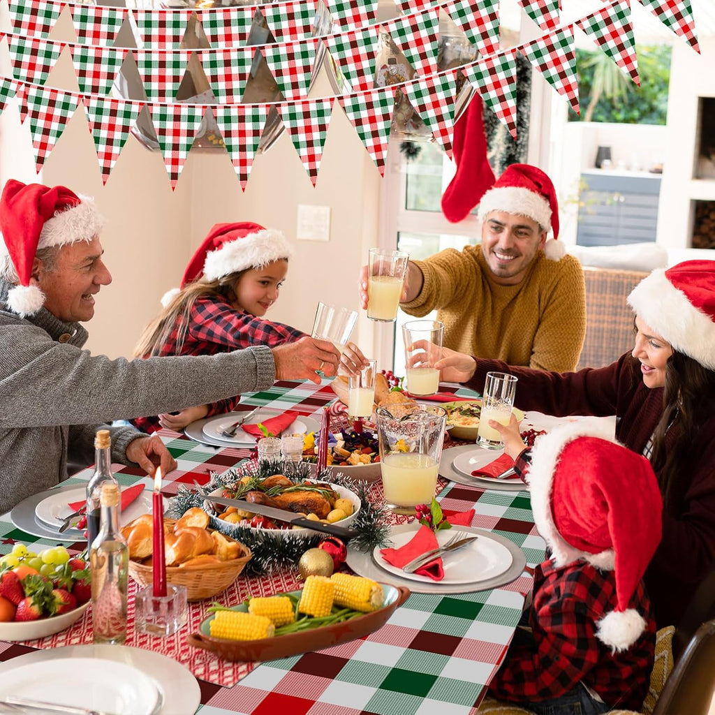 Skiennix 8-Piece Plaid Tablecloth Set - 54 x 108 Inch Plastic Covers for Parties & Holidays