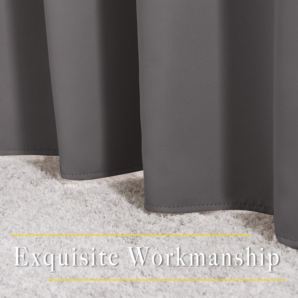 NICETOWN Bedroom Blackout Curtains Panels - Triple Weave Energy Saving Thermal Insulated Solid Grommet Blackout Draperies for Patio (80 inches by 108 Inch, Grey, Set of 2)