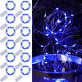 WATERGLIDE 12 Pack Mini String Lights - 20 LED Battery Operated Fairy Lights | 7 ft Waterproof Silver Wire for DIY Decor, Blue