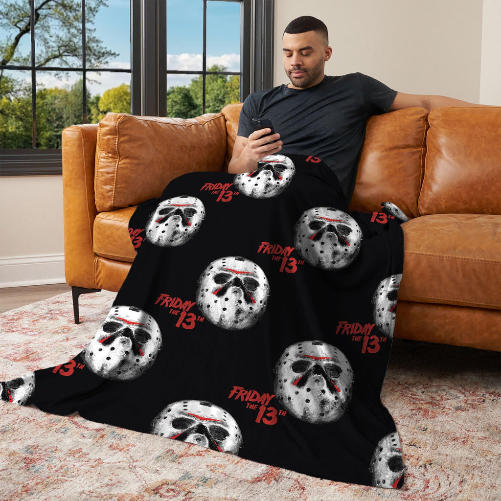 Warner Brothers Friday 13th Bloody Hands Halloween Silk Touch Throw Blanket for Bed and Couch, Cozy, Soft & Lightweight, Spooky Blankets, 50x70 inches