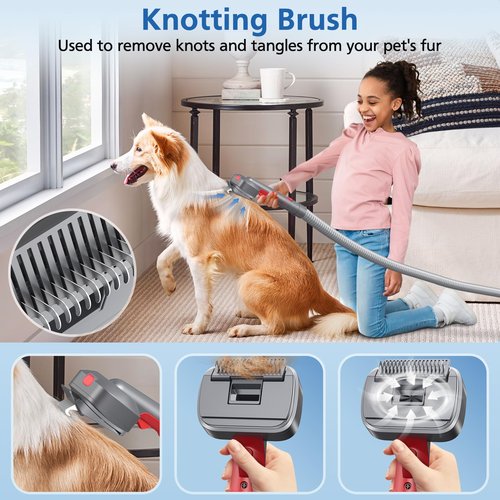 Pet Dog Grooming Attachment Kit Compatible with Dyson V7 V8 V10 V11 V12 V15 Vacuums (Not for V6), Dog Deshedding Brush Attachment for Shedding Grooming, Hair Grooming Tools for Dog and Cat, 6 Pack