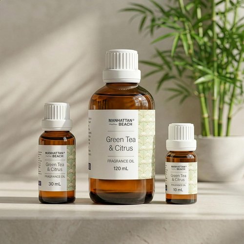 Manhattan Beach Fragrance Oil - Green Tea & Citrus Hotel Diffuser Oil | 10 mL Glass Bottle for Ultrasonic & Waterless Diffusers