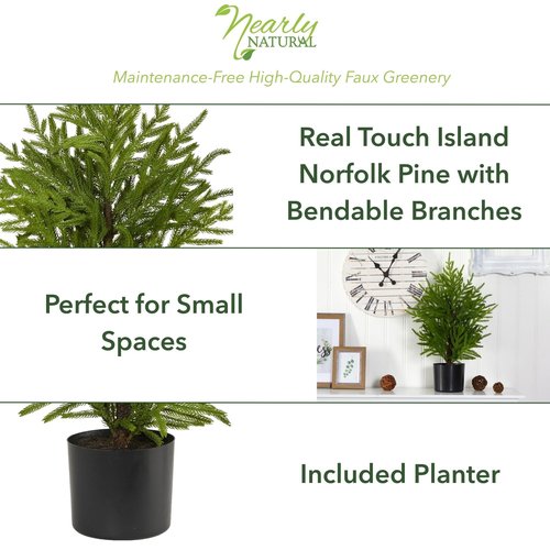 Nearly Natural 2ft. Norfolk Island Pine Natural Look Artificial Tree in Decorative Planter