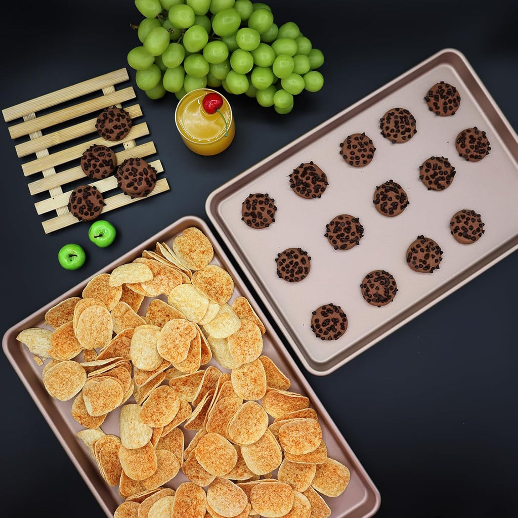 Nonstick Carbon Steel Baking Sheet Set by [Brand Name] - Heavy Duty 3-Pack | Large & Medium Sizes for Perfect Baking