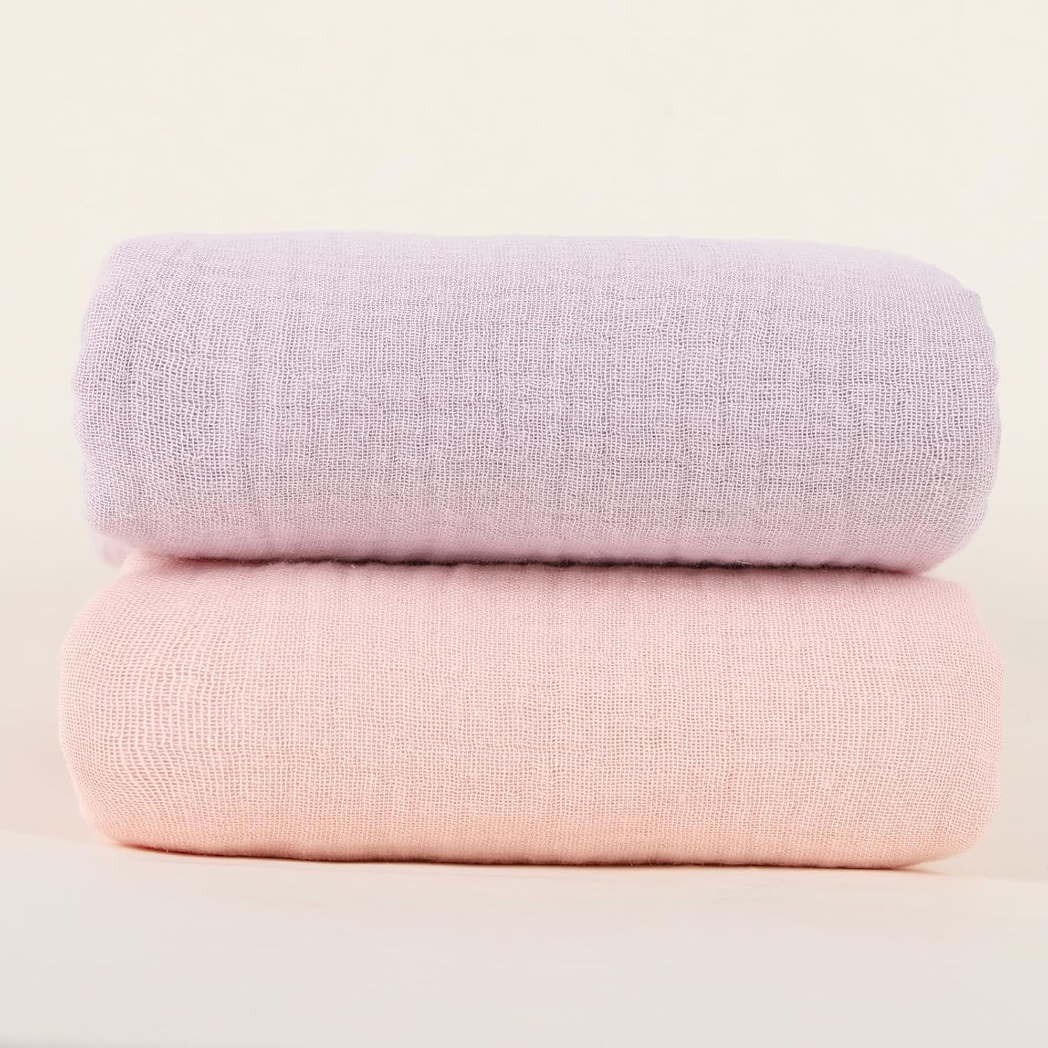 Skiennix Muslin Swaddle Blankets - Soft & Breathable 100% Cotton | 2 Pack, Large 40 x 40 Inches, Pink & Purple