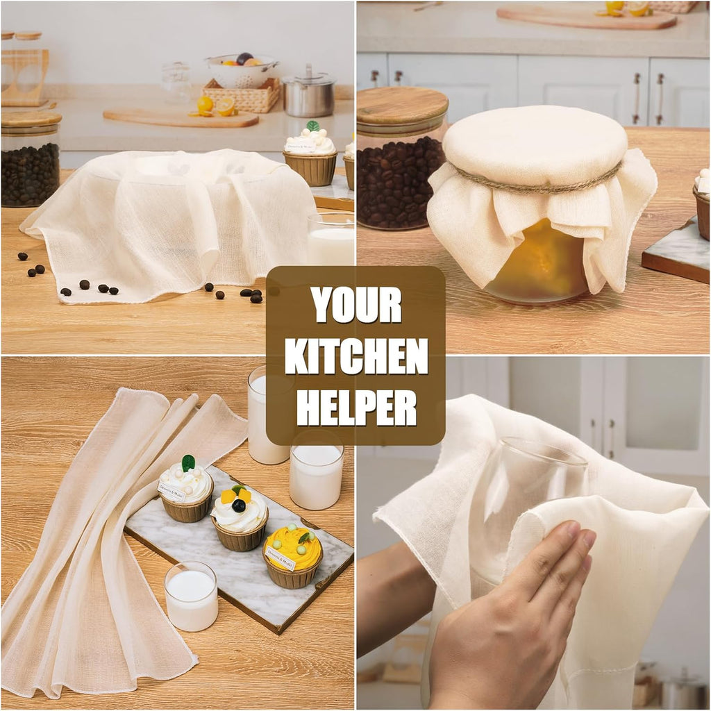 Skiennix Cheese Cloths - 4PCS 36x36 Inch Unbleached Cotton Straining Cloths for Cooking & Cheese Making